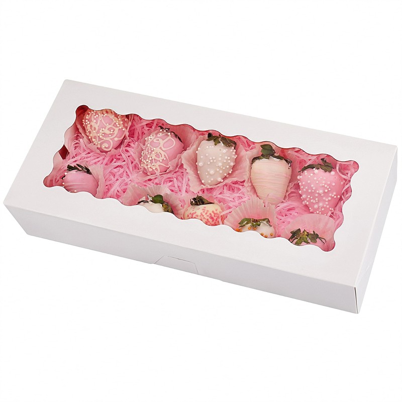 30pack Cookie Boxes 12.5" X 5.5" X 2.5" Bakery Boxes With Window Autopopup Treat