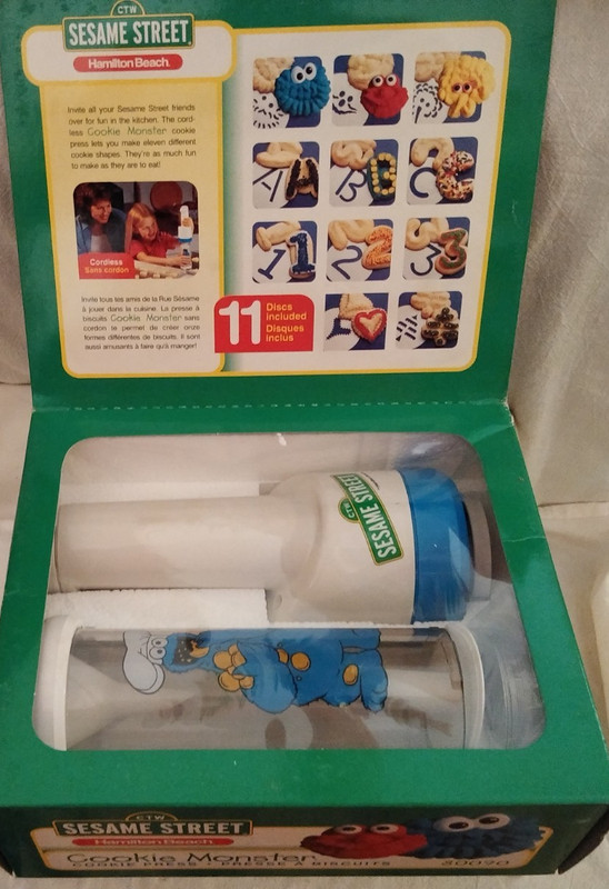 Vtg Hamilton Beech Sesame Street Cookie Monster 11 Disc Cookie Press *Never Used