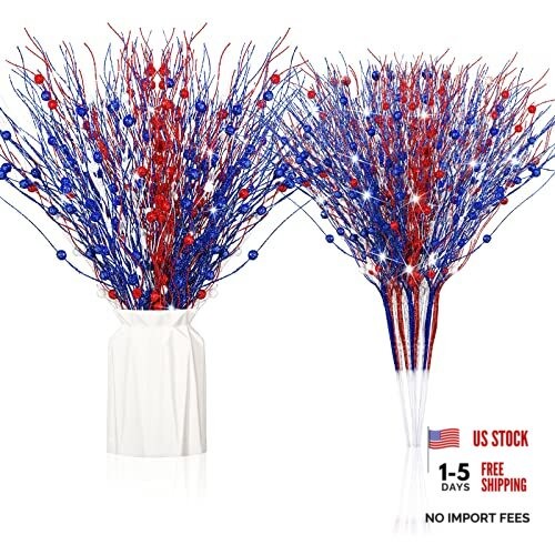32 Pack 4th of July Centerpiece Decoration Red White Blue Red, Blue, White
