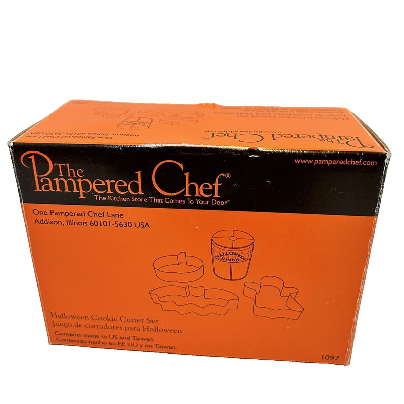 Pampered Chef Halloween Cookie Cutter Set Bat Ghost Pumpkin New Old Stock In Box