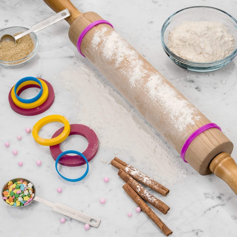 Rolling Pin Guide Ring Spacer Bands (8 Piece Set) Multicolored Flexible Silic... gallery