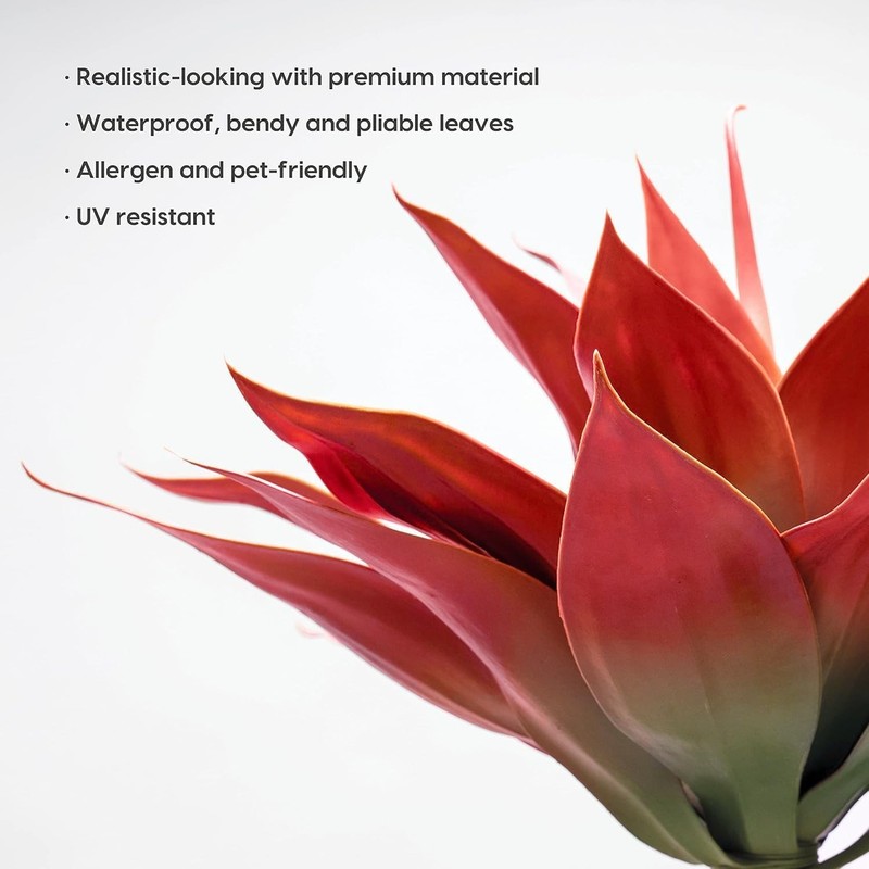 Velener Fake Agave Artificial Plant, Red Succulent for Room, Outdoor Decor gallery