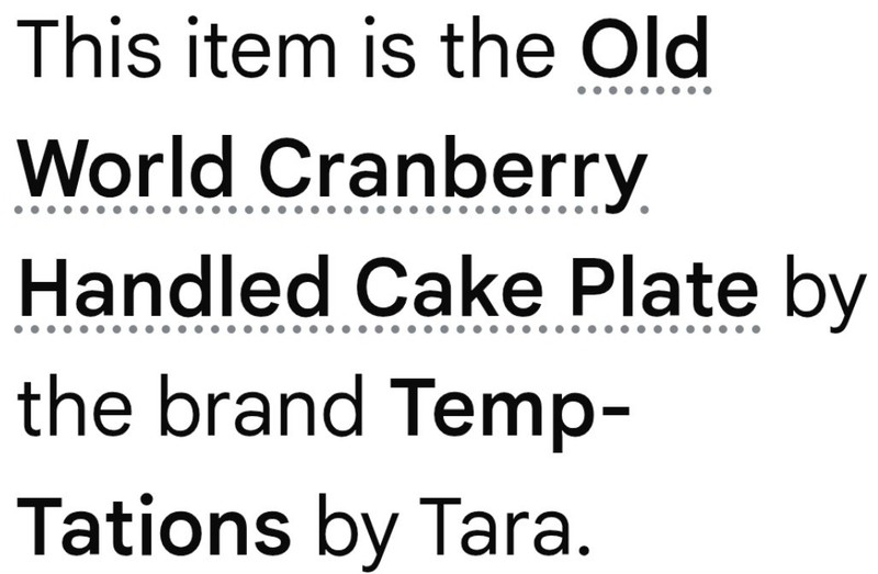Temptations Old World Cranberry Cake Plate Platter By TARA VINTAGE Yellow Flower gallery