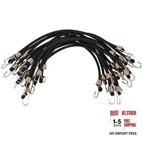 15 Pack Heavy Duty Bungee Cords with Hooks 10 Inch Mini Bungee Cords – Black