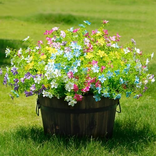 Colorful Artificial Flowers for Outdoors,12 Bundles Realistic Faux Mix 6 Colors gallery