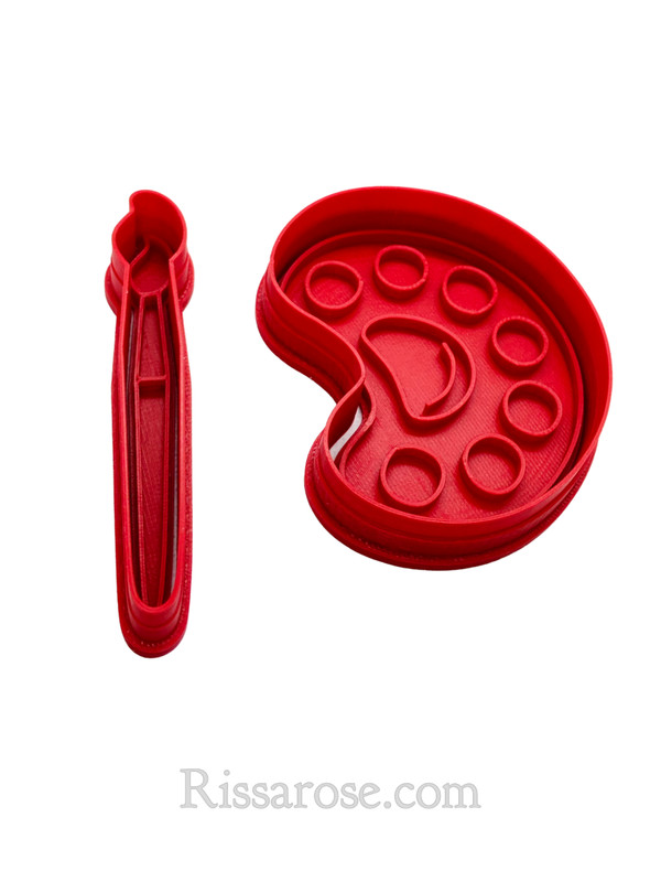 School elements cookie cutter stamp - art brush, paint pallet, notebook, scissor gallery