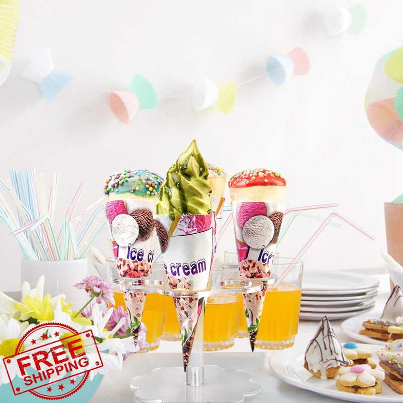 YestBuy Acrylic Ice Cream Cone Holder Stand 8 Holes Clear gallery
