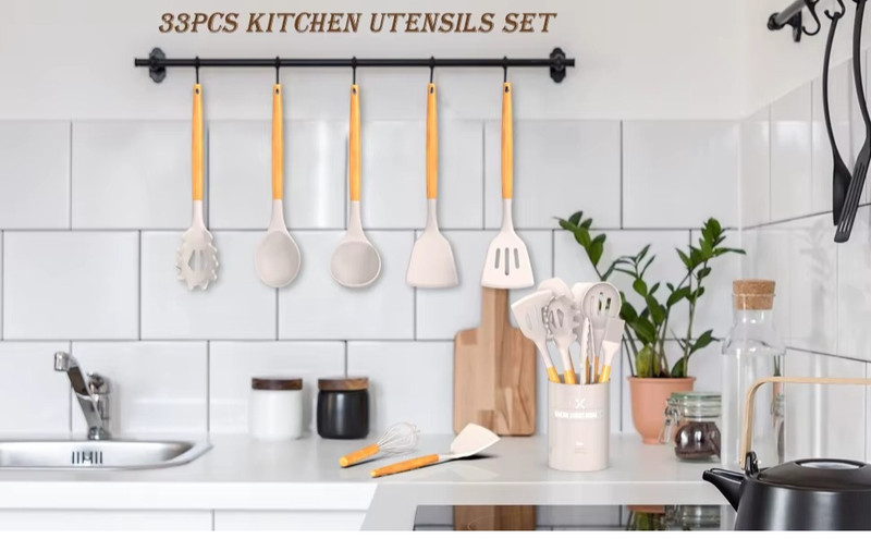 33-Piece Silicone Kitchen Cooking Utensils Set with Holder| Heat-Resistant gallery