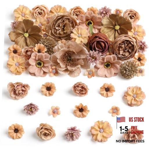 Artificial Flowers Heads Coffee Mini Silk Flowers Small Fake Rose Coffee-2