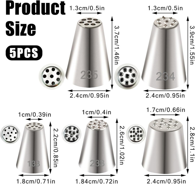 5Pcs Grass Piping Tip, Stainless Steel Grass Icing Tip, Cake Decorating Tips Pip gallery