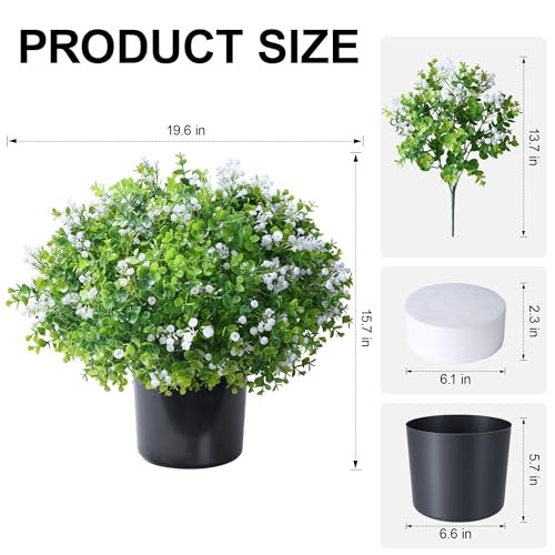 Fake Plants Artificial Flowers for Outdoors Decor, 2 Pack Green - Baby Breath gallery
