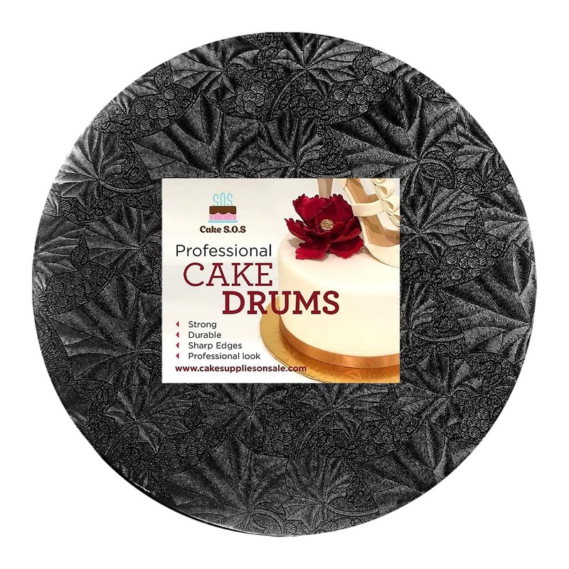 1 PCS Cake Board Drum 12 Inch Black Round Sturdy 1/2 Inch Thick Display Base