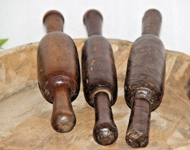 Antique Wooden Kitchenware Chapati Bread Rolling Pin Belan Original Old Hand Car gallery
