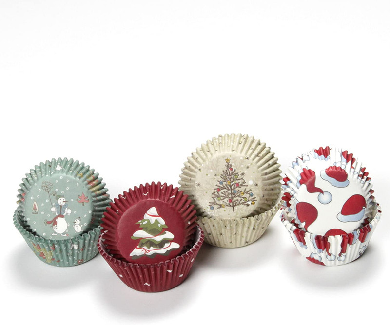 Paper Patterned Cupcake Liners, 50 Count, White/Red gallery