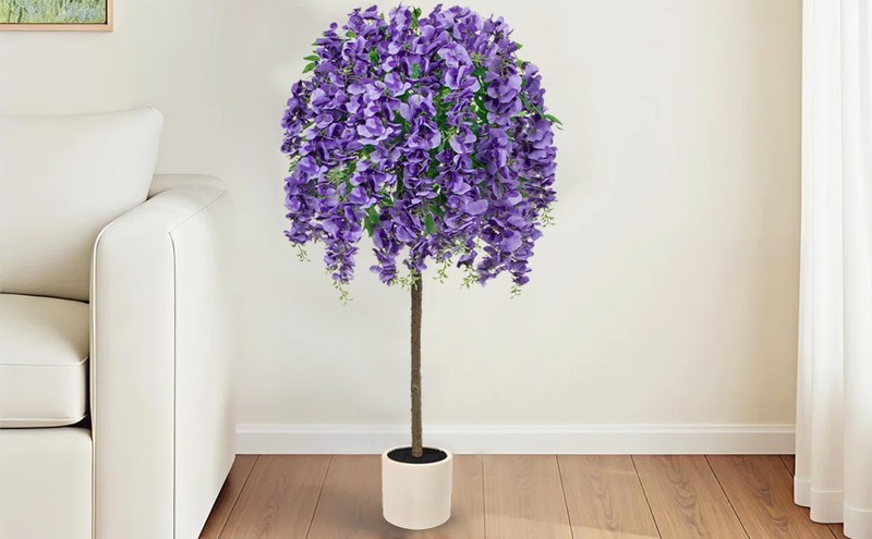 4FT Artificial Wisteria Tree in Pot, Faux Potted Floor Plant with gallery