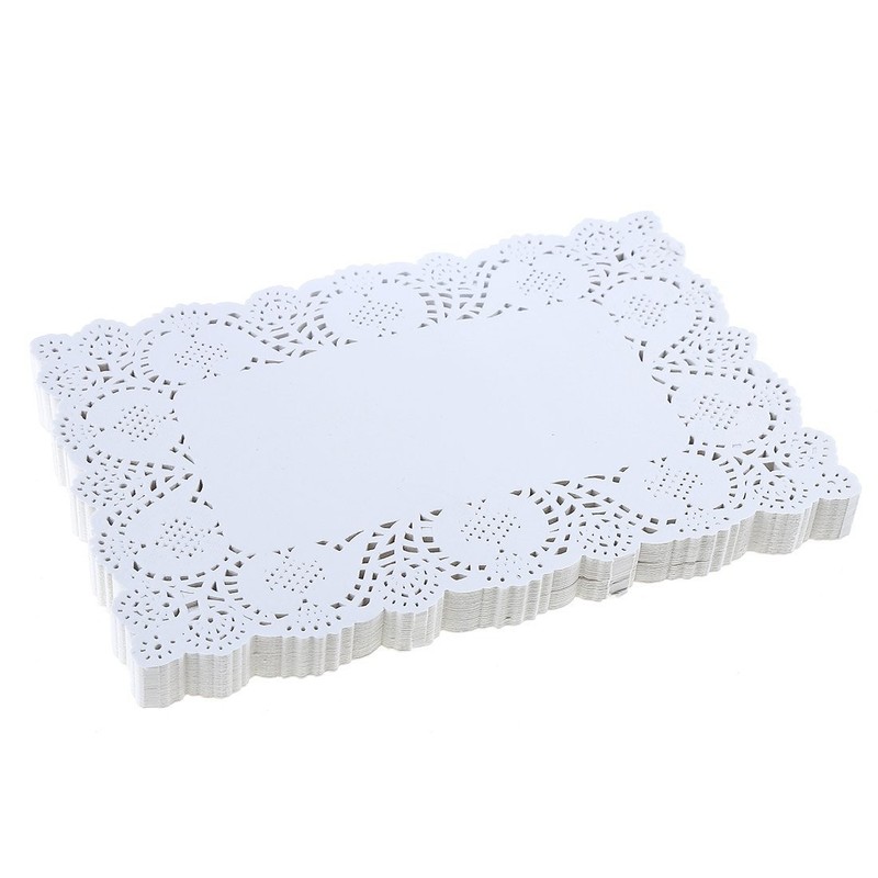 DECORA 9X6.5 Inch Rectangle White Paper Doilies for 6.5 inches x 9 inches, S1