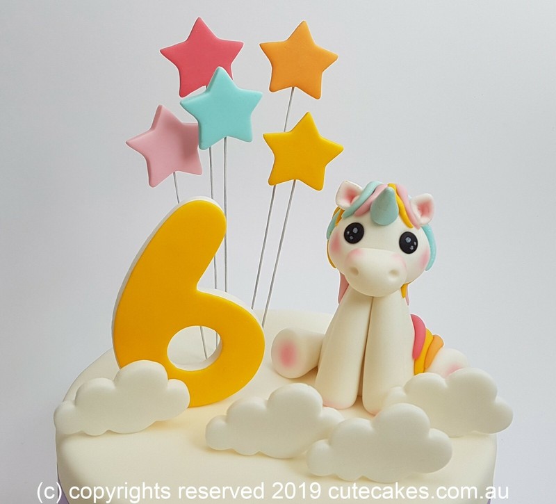 Edible 3D Unicorn Stars Cake Topper Large Rainbow Colours Baby Shower Birthday