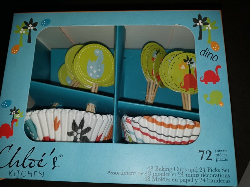 Baking Cups Kit Eggs Stripes Dino Dinasour Theme 72 pcs