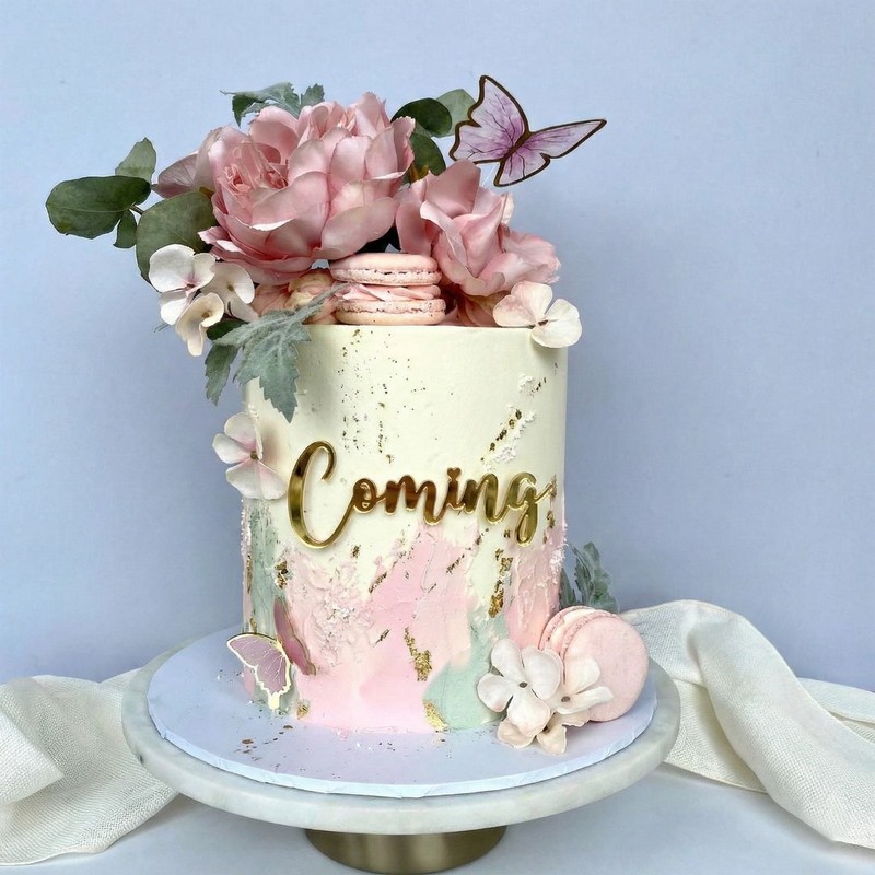 PERSONALISED Acrylic Cake Charm Celebration Topper NAME/ WORD sizes 3″ 4″ 5″ 6″