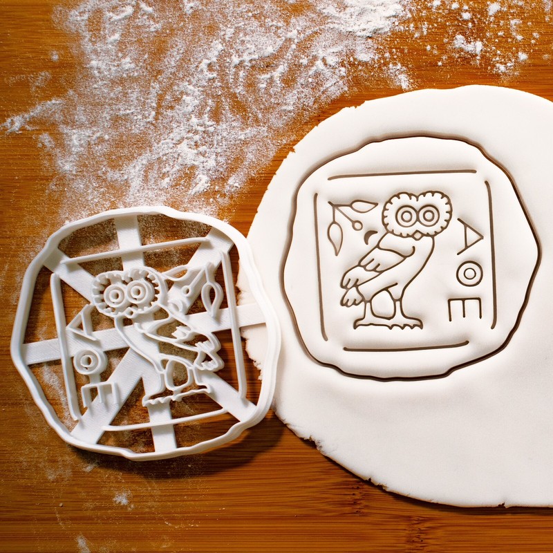 Greek Owl Coin Cookie Cutter - Ancient Greece Tetradrachm mint, museum party