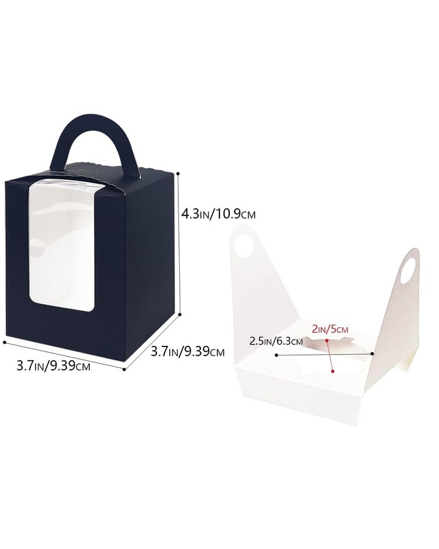 Individual Cupcake Boxes with Window 25 Count 3.6x3.6x4.3 Inch Black Case gallery