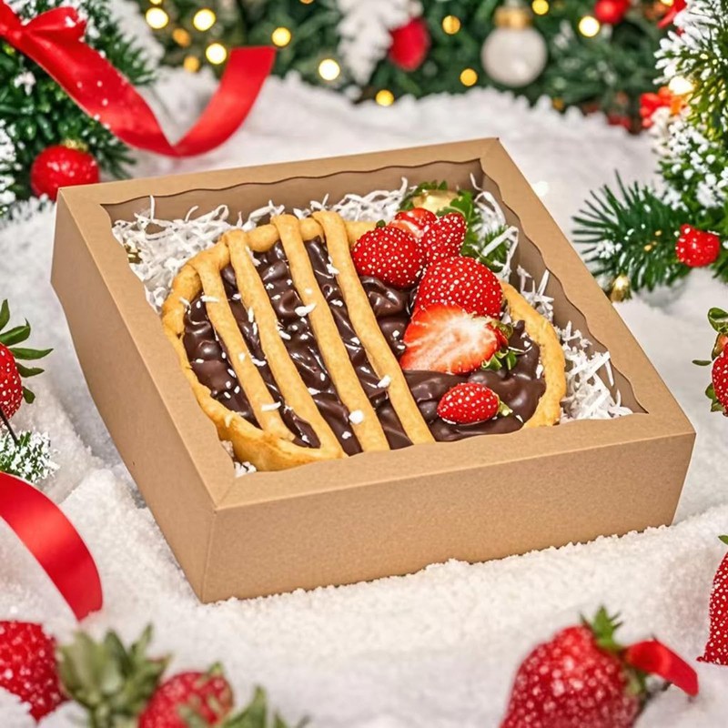 40 PCS Brown Bakery Boxes 10x10x2.5 Inch Pie Charcuterie Treat Container