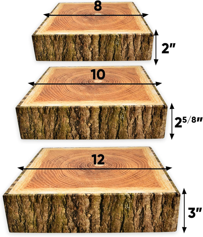 Wood Look Cake Stand Holder Set of 3 Square Cardboard Dessert Display Stands 8 1 gallery