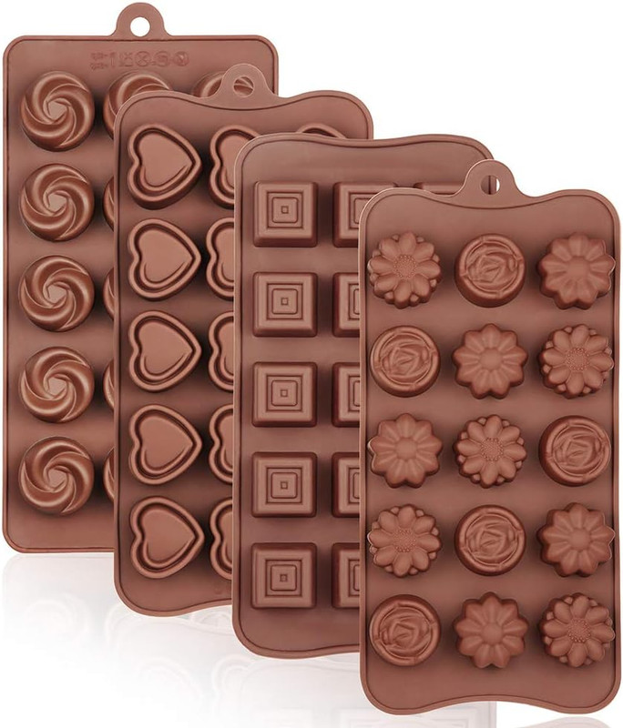 4 Packs Silicone Molds for Chocolate, Food Grade No-Stick Baking, Candy and Butt