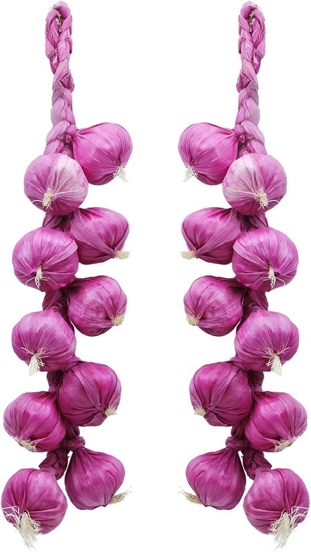 2 Pcs Artificial Garlic String Fake ple Garlic Hanging String Garlic