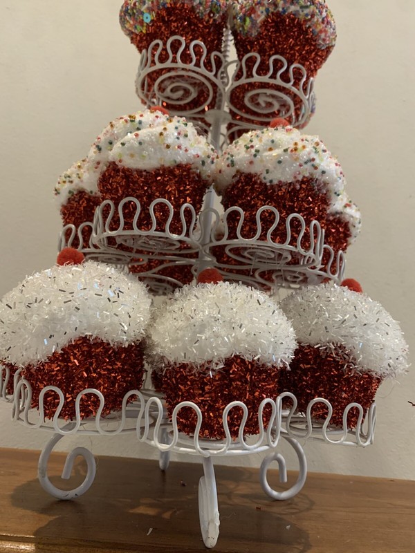 Vintage Desserts Pastry Cupcakes Faux Fake Food 3 Tier Display gallery
