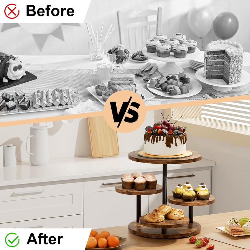 Cupcake Stand 4 Tier for 50 Cupcakes Wooden Cake Stand 360°Rotatable Dessert Sta gallery