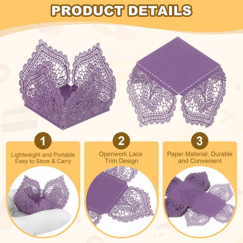 30PCS 4.1 Inch Truffle Wraps for Wedding Birthday, Dark Purple gallery