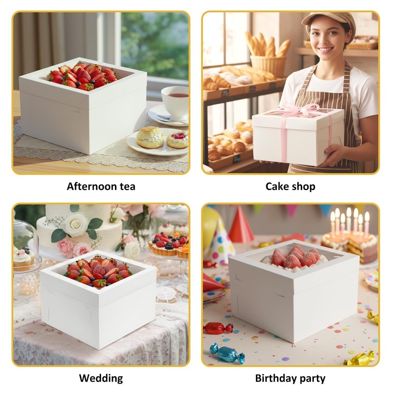 30pcs Cake Boxes 12x12x8 Inch, Bakery Containers with Large Window, 12 Inch W... gallery