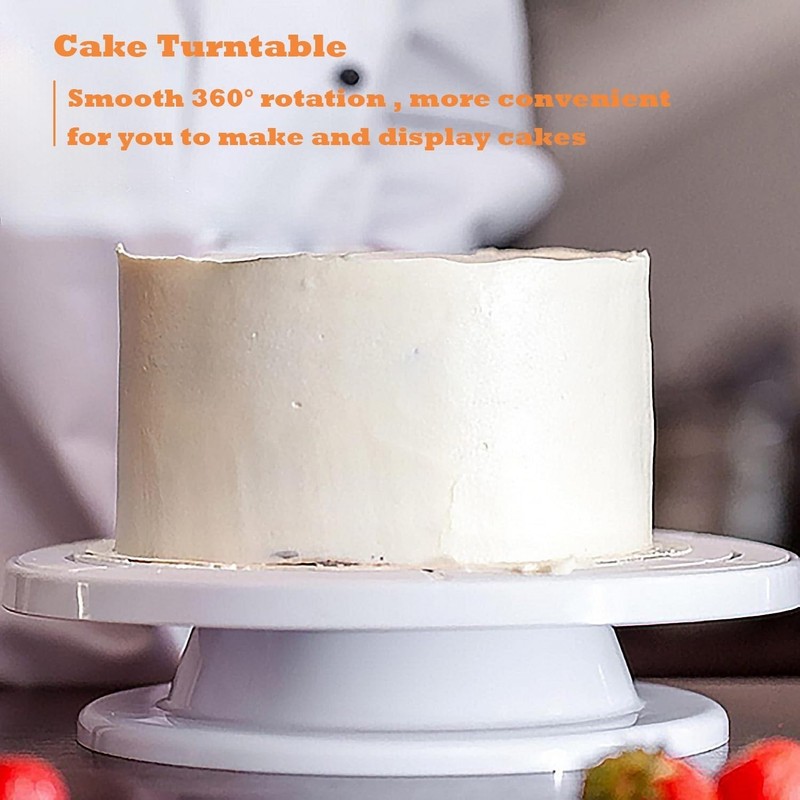 11 Inch Revolving Cake Stand Turntable, Cake Decorating Kit with 24 Icing Pip... gallery