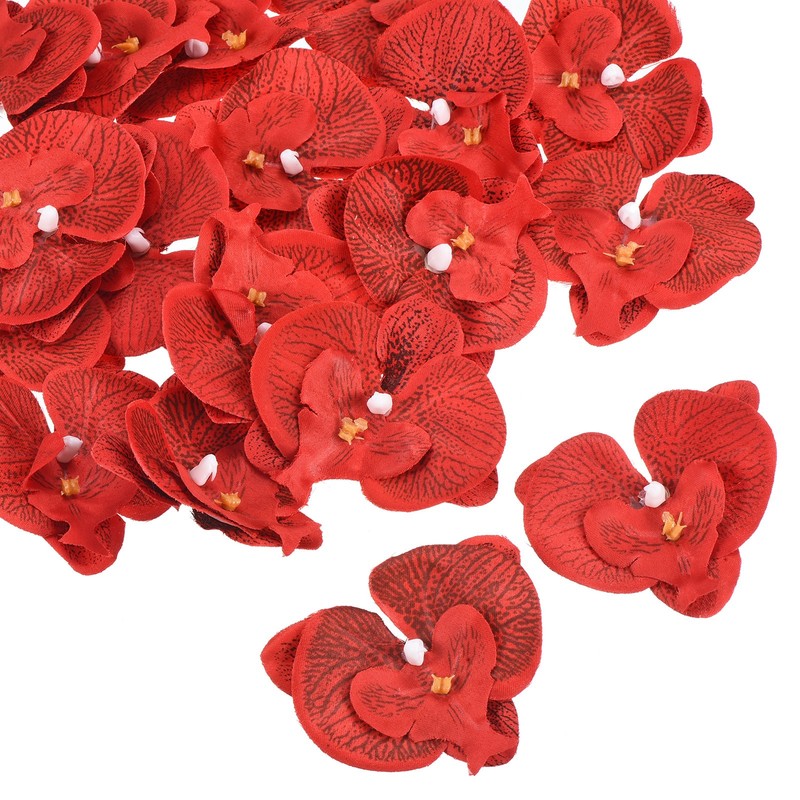 20Pcs 2.8″ Artificial Silk Butterfly Orchid Flower Heads for DIY, Red