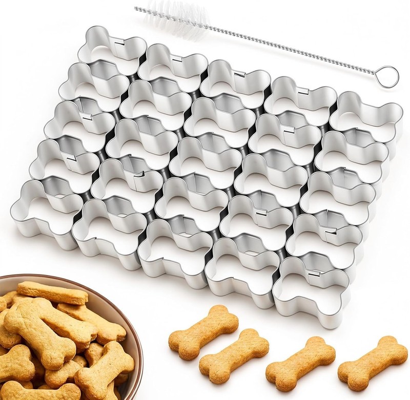 25 Cavity Dog Bone Cookie Cutter, Small Dog Cookie Cutters for Treats, Small Bon