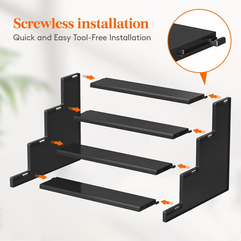 12 Inch Perfume Organizer Black Display Riser Shelf for Makeup Skincare Nail gallery