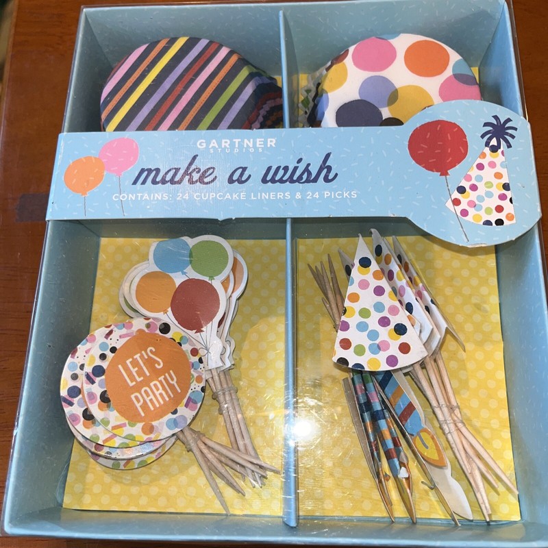 gartner Studios make a wish cupcake liners/ picks 24 each NEW