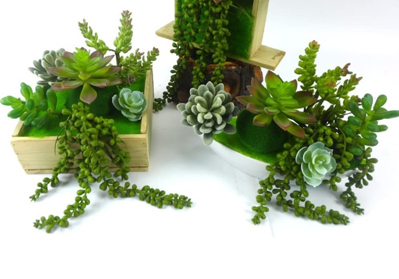 FLIPPED 3 Pack Artificial Plant Succulent Plants Hanging Green&13.7 in, Green gallery