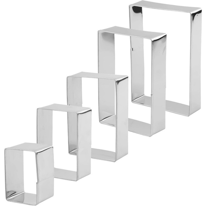 Rectangular and Square Cookie Cutter Set Stainless Steel 5 Piece Baking Pastry