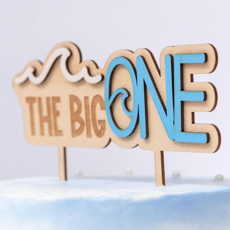 The Big One Wooden Cake Topper - Wave Theme First/1st Birthday Party gallery