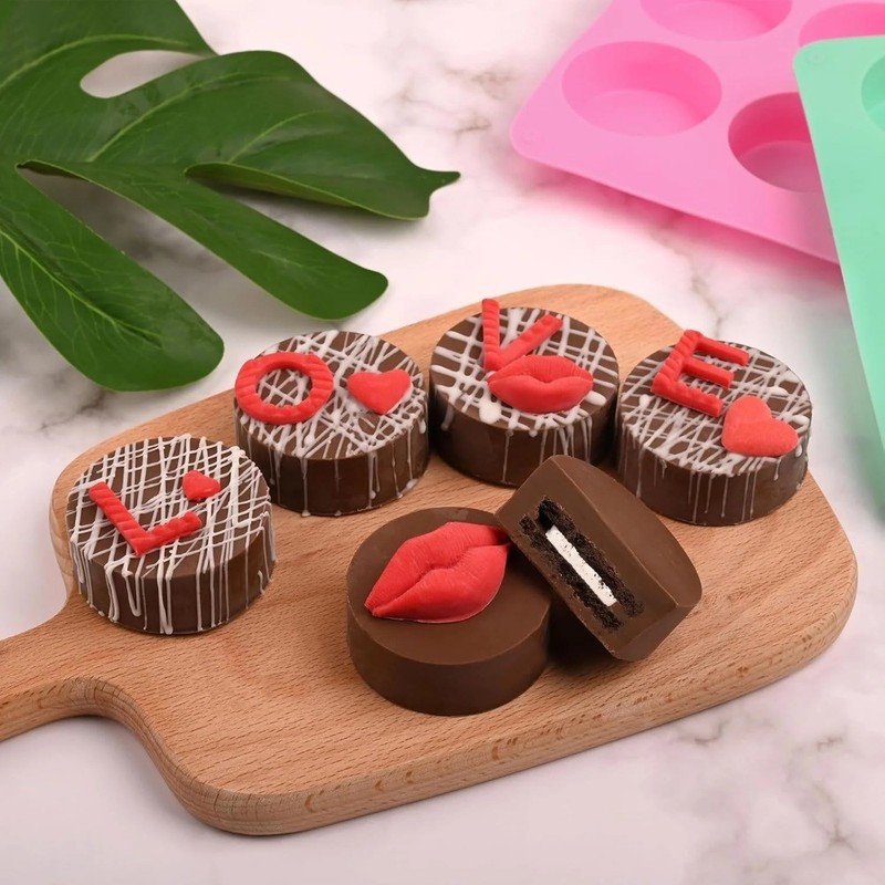 2 Pcs Round Silicone Mold Set for Oreos Cookie Chocolate Covered Mini Cake Molds gallery