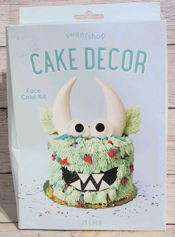 Sweetshop Cake Decor Face Cake Kit Monster Horns Spike Eyes Teeth 23 Pieces New