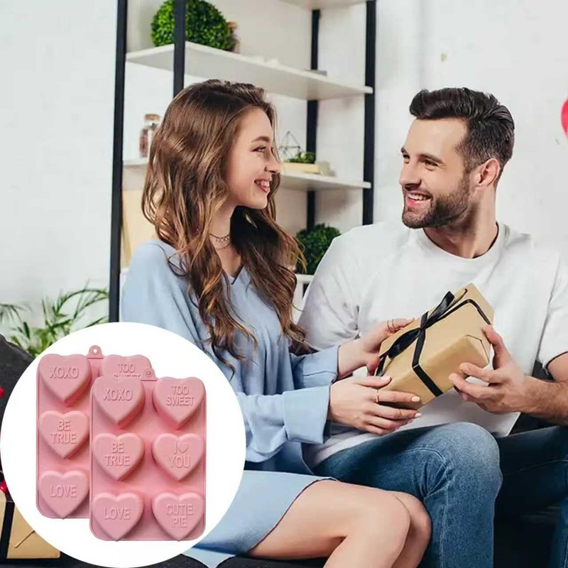 2 Pack 2.8 Inch Conversation Heart Molds 6 Cavity Silicone Muffin Pan Baking gallery