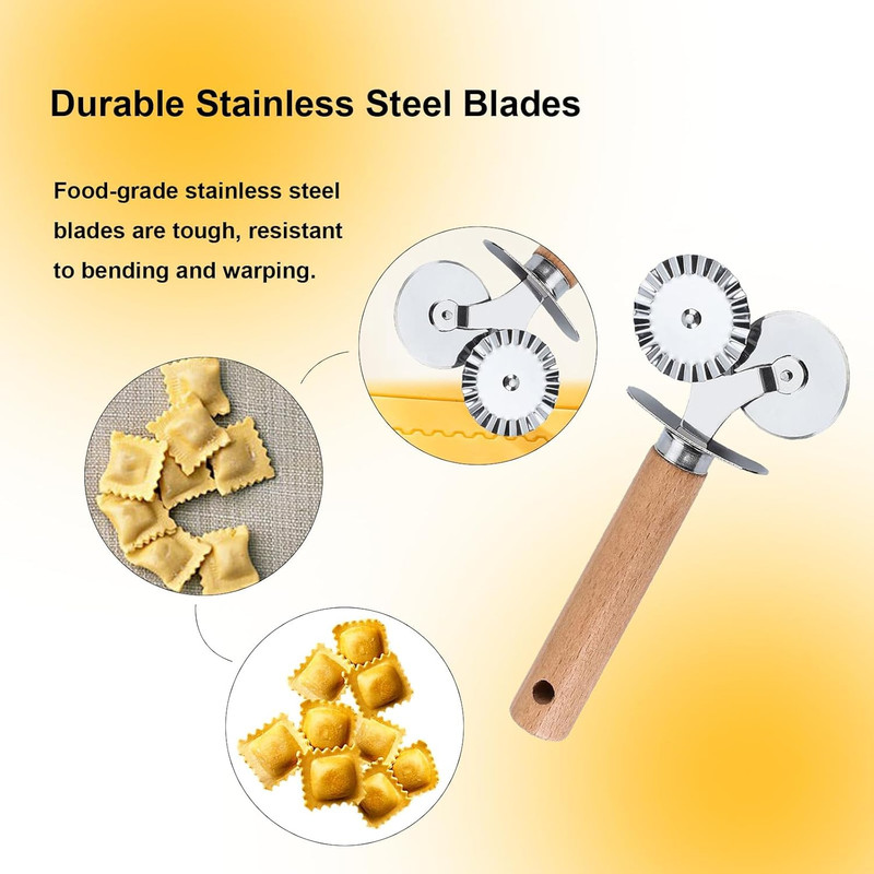 Pastry Double Cutter Wheel,Dual-Head Baking Tool for Home and Kitchen Use,Raviol gallery