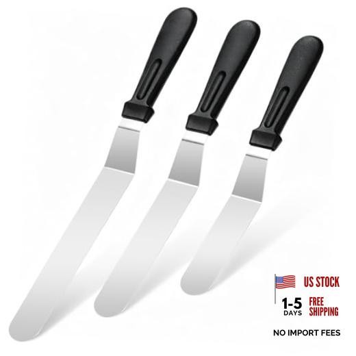 3 PCS Icing Spatulas (6″,8″,10″) Stainless Steel Cake Decorating Spatulas Set