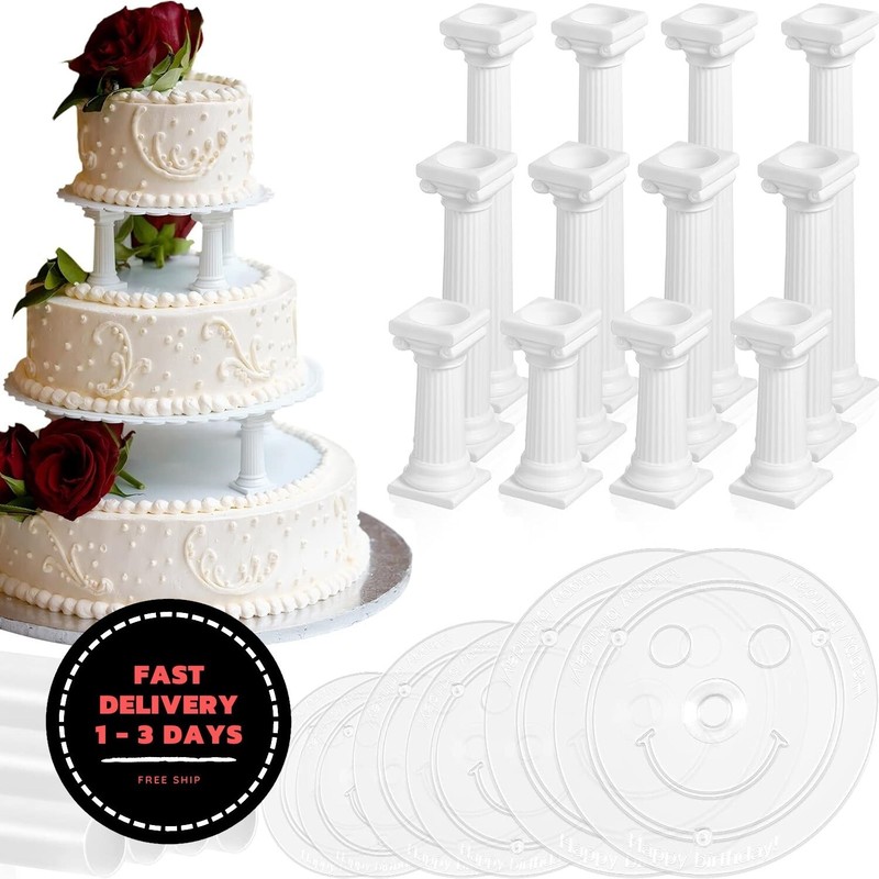Kit de 27 niveles para apilar tartas: incluye 12 columnas romanas (3 tamaños)