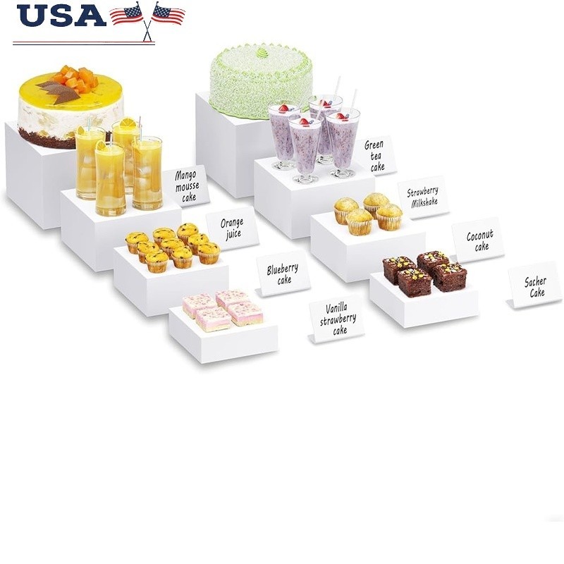 Acrylic Display Risers Stackable Cube Stands Party Buffet Cake Jewelry Decor