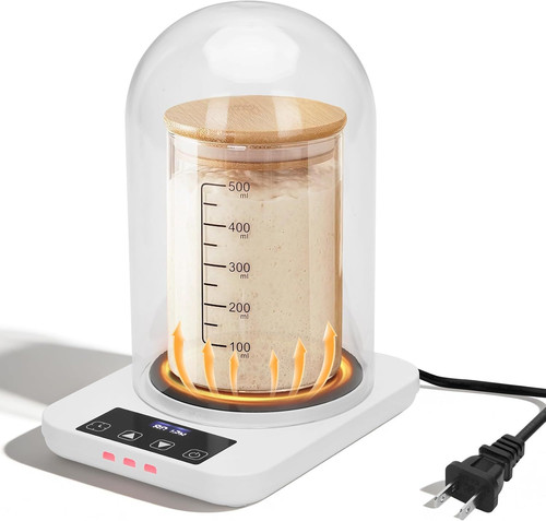 Sourdough Starter Warmer with Glass Dome, Precise 1°F Thermostat White