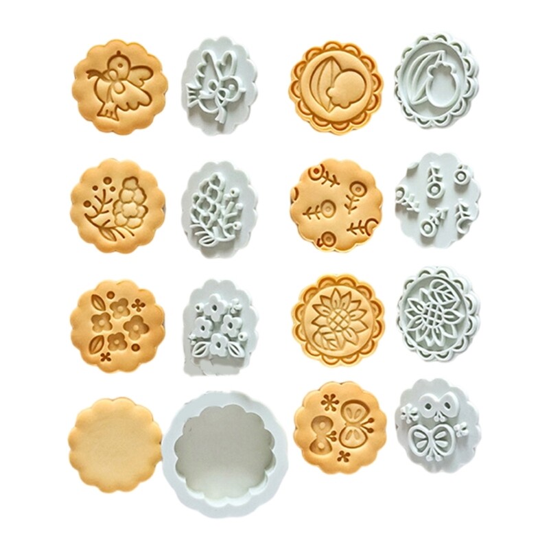 Set of 8 Flower Shape Cookie Molds Dessert Baking Moulds Biscuit Moulds